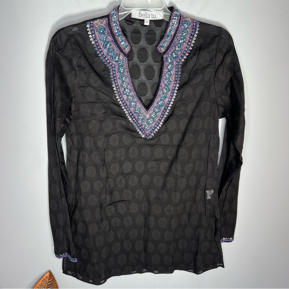 Bella Tu Beaded Black Top C29‎
